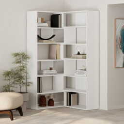 Decortie Molly Corner Bookcase Shelving Unit 5 Tier Tall Wall Mounted Display Shelf White 178.6Cm - thumbnail 1