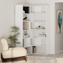 Decortie Molly Corner Bookcase Shelving Unit 5 Tier Tall Wall Mounted Display Shelf White 178.6Cm - thumbnail 2