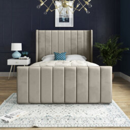 DS Living Oxford Upholstered Soft Touch Plush Cream Velvet Super King Bed Frame 6Ft - thumbnail 3