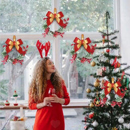 Amorly 4Pcs Christmas Candle Rings, Mini Wreath Garland For 3Inch Pillar Candles, Artificial Pine Needle With Red Berries For Xmas - thumbnail 8
