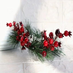 Amorly 4Pcs Christmas Candle Rings, Mini Wreath Garland For 3Inch Pillar Candles, Artificial Pine Needle With Red Berries For Xmas - thumbnail 9