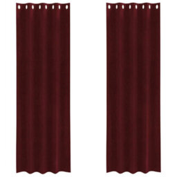 Berkfield Modern Blackout Curtains With Eyelets 2 Pcs Wine Red Velvet