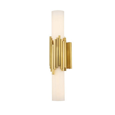 Luminosa Lighting Elstead Marvele Up & Down Wall Lamp Contemporary Aged Brass 3000K Ip44 2X G9 - image 1