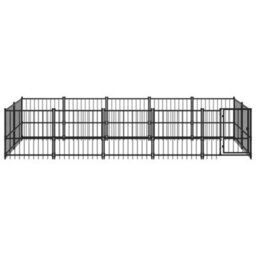 Berkfield Outdoor Dog Kennel Steel 9.38 M2 - thumbnail 3