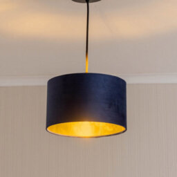 Valuelights Reni Navy Velvet & Gold Inner Drum Ceiling Lamp Shade (D)25Cm