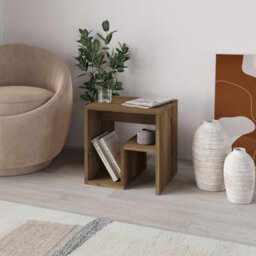 Decortie Bon Modern Square End Coffee Table 40Cm Open Shelf G-Shape Dark Oak Effect Living Room H 40Cm - thumbnail 1