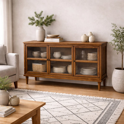 Wyld Haus Honley Dark Brown Wood 3-Glass Door Sideboard - image 1