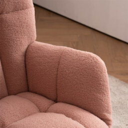 Abrihome Mid Century Modern Pink Teddy Fabric Rocking Chair - Tufted Upholstered Seat For Living Room & Bedroom - thumbnail 5