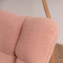 Abrihome Mid Century Modern Pink Teddy Fabric Rocking Chair - Tufted Upholstered Seat For Living Room & Bedroom - thumbnail 8