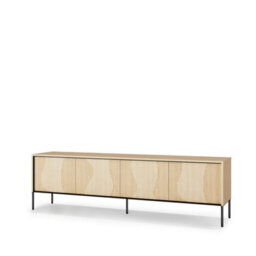 Arte Flow 5 Tv Cabinet 193Cm - Oak Vincenza & Black Modern Media Unit With Led Accent Lighting - thumbnail 2