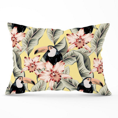 Warren Reed Designer Toucans, Orchids And Palm Leaves Cushions 33Cm X 48Cm