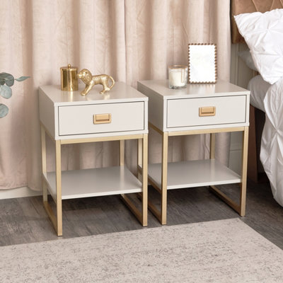 Melody Maison Pair Of One Drawer Bedside Tables - Elle Stone Range - image 1