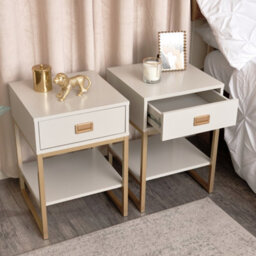 Melody Maison Pair Of One Drawer Bedside Tables - Elle Stone Range - thumbnail 4