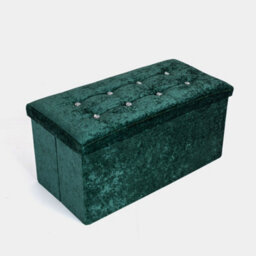 Home Republic Crushed Velvet  Storage Ottoman - Two  Seater Emerald - thumbnail 4