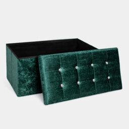 Home Republic Crushed Velvet  Storage Ottoman - Two  Seater Emerald - thumbnail 3
