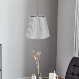 2 Pack Silver Fabric Lamp Shades 28Cm With A60 Led Bulb, Coolie Lampshade For Ceiling, Pendant & Table Lamps - thumbnail 8