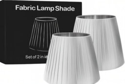 2 Pack Silver Fabric Lamp Shades 28Cm With A60 Led Bulb, Coolie Lampshade For Ceiling, Pendant & Table Lamps