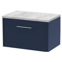 Balterley Winshill Contemporary 1 Drawer Wall Hung Vanity Unit With Laminate Worktop, Woodgrain Dark Grey, 600mm