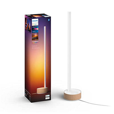 Philips Hue Gradient Signe White & Colour Ambiance Oak Finish Smart Table Light Led With Bluetooth. For Bedroom, Livingroom