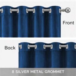 Bedlooms Navy Crushed Velvet Curtains Blackout Thermal Insulated Eyelet Curtain (Pair) 90 X 90 Inches With Tie Back Two - thumbnail 6