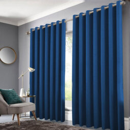 Bedlooms Navy Crushed Velvet Curtains Blackout Thermal Insulated Eyelet Curtain (Pair) 90 X 90 Inches With Tie Back Two - thumbnail 2