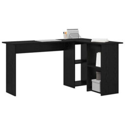 Berkfield Black Oak Desk Black Oak Engineered Wood Medium Black Oak Desk - thumbnail 3