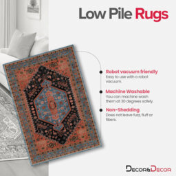 Decoranddecor Living Room Rugs, Washable Area Rugs, 120X170Cm, Non-Slip, Pet Friendly, Low Pile, Persian Rug - Lunora - thumbnail 4