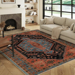 Decoranddecor Living Room Rugs, Washable Area Rugs, 120X170Cm, Non-Slip, Pet Friendly, Low Pile, Persian Rug - Lunora - thumbnail 1