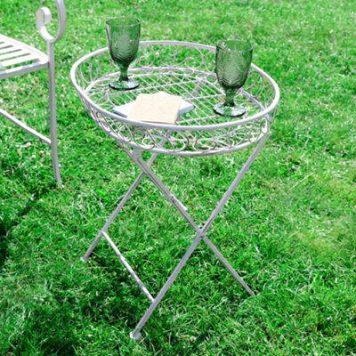 Dibor Vintage Cream Folding Outdoor Furniture Garden Table Breakfast Tray H67 X W46Cm - image 1