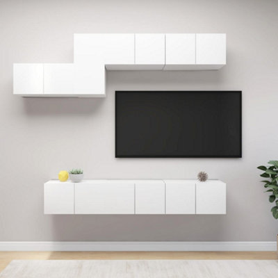 Berkfield 7 Piece Tv Cabinet Set White Engineered Wood - image 1
