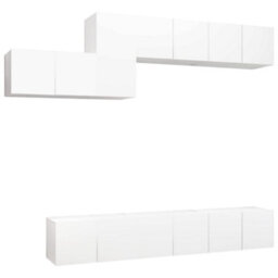 Berkfield 7 Piece Tv Cabinet Set White Engineered Wood - thumbnail 2