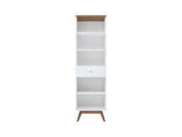 Impact Furniture Tall Cabinet Bookcase Shelving Display Open Storage Unit With Drawer Wood Legs Scandi White Walnut Heda - thumbnail 2