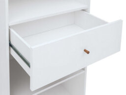 Impact Furniture Tall Cabinet Bookcase Shelving Display Open Storage Unit With Drawer Wood Legs Scandi White Walnut Heda - thumbnail 5