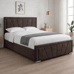 Naples Slate Upholstered Sunrise Small Double Bed Frame, Modern Luxury Floor-Standing Headboard & Footboard - thumbnail 2