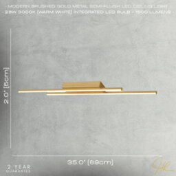Happy Homewares Designer Brushed Gold Metal Kitchen Led 89Cm Ceiling Light Fitting - thumbnail 6