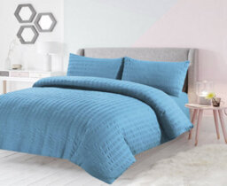 TheWhiteWater Limited Duvet Cover Set Seersucker Single/double/king/super King Bedding Set - Duvet Cover + Matching Pillowcase -  Duck Egg - thumbnail 2