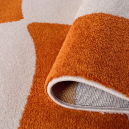 The Rugs Joli Orange And White Chequered Rug Soft Dense Pile Easy To Clean And Pet Friendly For Living Rooms And Bedrooms - thumbnail 6