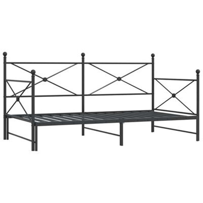 Berkfield Durable Daybed With Trundle Without Mattress Black 100X200 Cm Steel