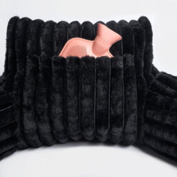 OHS Reading Cushion Faux Fur Fleece Heatable Lumbar Pillow, Black - One Size - thumbnail 8