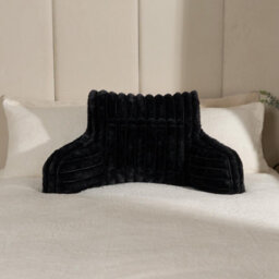 OHS Reading Cushion Faux Fur Fleece Heatable Lumbar Pillow, Black - One Size - thumbnail 2