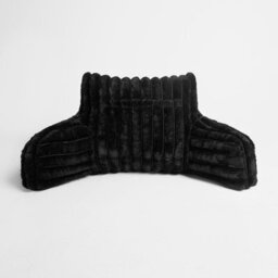 OHS Reading Cushion Faux Fur Fleece Heatable Lumbar Pillow, Black - One Size - thumbnail 6