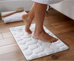 Luxury Pebble Design Bath Mat - Memory Foam Non-Slip Machine Washable Bathroom Floor Mat - Measures 59 X 40 X 1.5Cm - thumbnail 1