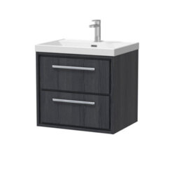Hudson Reed Wall Hung 2-Drawer Vanity & 1-Tap Hole Basin, In-Frame Design, Graphite Grey Woodgrain, 610X460X589mm - thumbnail 2