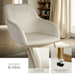 Tectake Set Of 2 Dining Chair Jeane - Velvet Look, Cantilever Frame  - Velvet Look Cream/gold - thumbnail 4