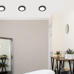 Litecraft Darly Satin Black 1 Lamp Modern Bathroom 6W Led Flush Ceiling Light - thumbnail 1