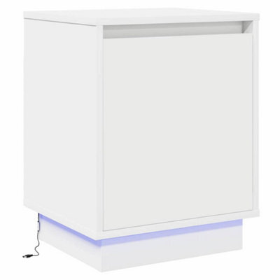 Berkfield Modern Bedside Cabinet With Led Lights White 39X34,5X50 Cm - image 1