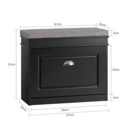 Sobuy Shoe Cabinet With Flip Drawer 2-Tier Rack 24.0X9.4X20.1 Inch Load Capacity 150 Kg Fsr82-K - Black - thumbnail 3