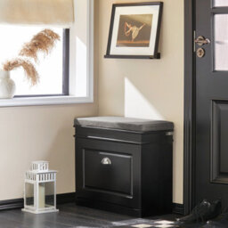 Sobuy Shoe Cabinet With Flip Drawer 2-Tier Rack 24.0X9.4X20.1 Inch Load Capacity 150 Kg Fsr82-K - Black - thumbnail 6