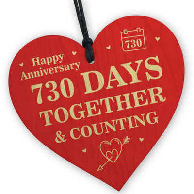 Red Ocean 2 Year Anniversary Gift For Boyfriend Girlfriend 2Nd First Anniversary Red Wood Heart Hanging Sign - image 1