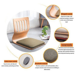 Green Floor Chair Tatami Chair Chair Legless Chair Padded Seat With Backrest & Cushion - thumbnail 6